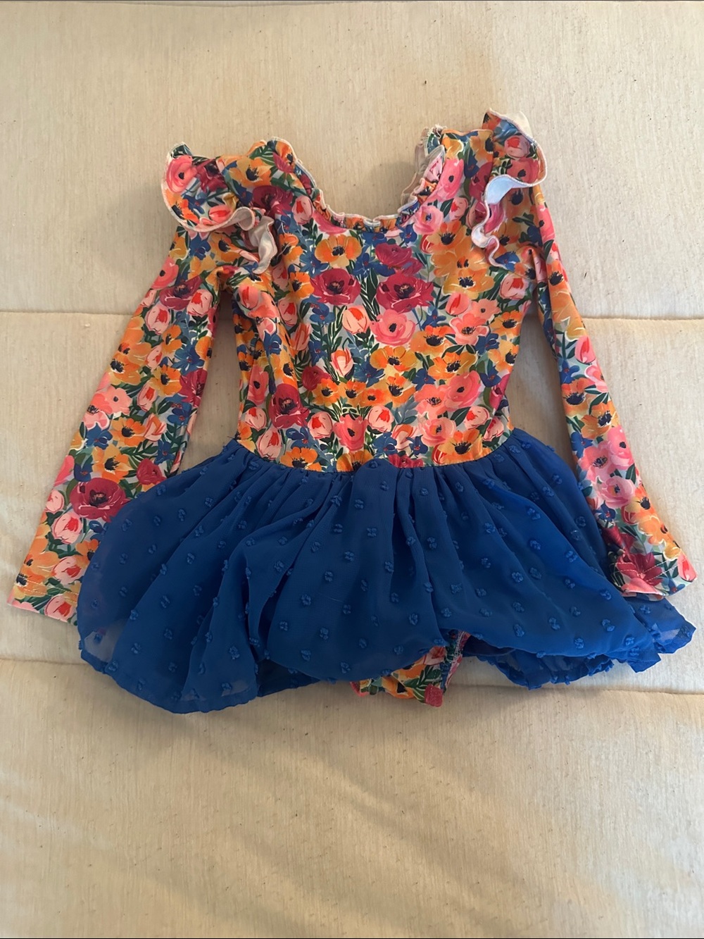 Cheeky Plum Floral Long-Sleeve Ballet Dance Leotard